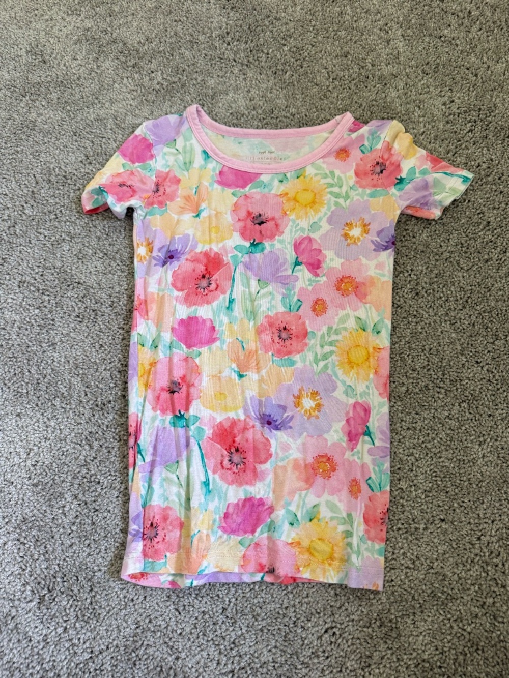Little Sleepies Short Sleeve PJ Top in Watercolor Meadow